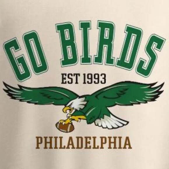 Vintage Philadelphia Go Birds Sweatshirt Sand, Philadelphia Eagles Fan Shirt Tee - Picture 3 of 4